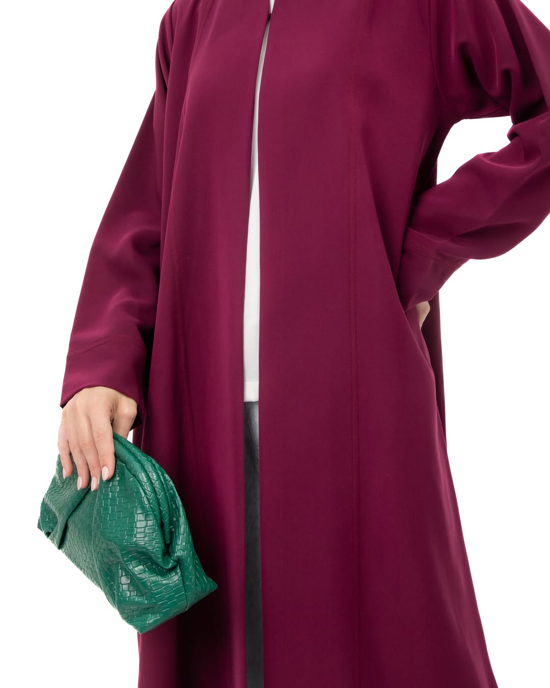 M05 Burgundy Abaya with Collar