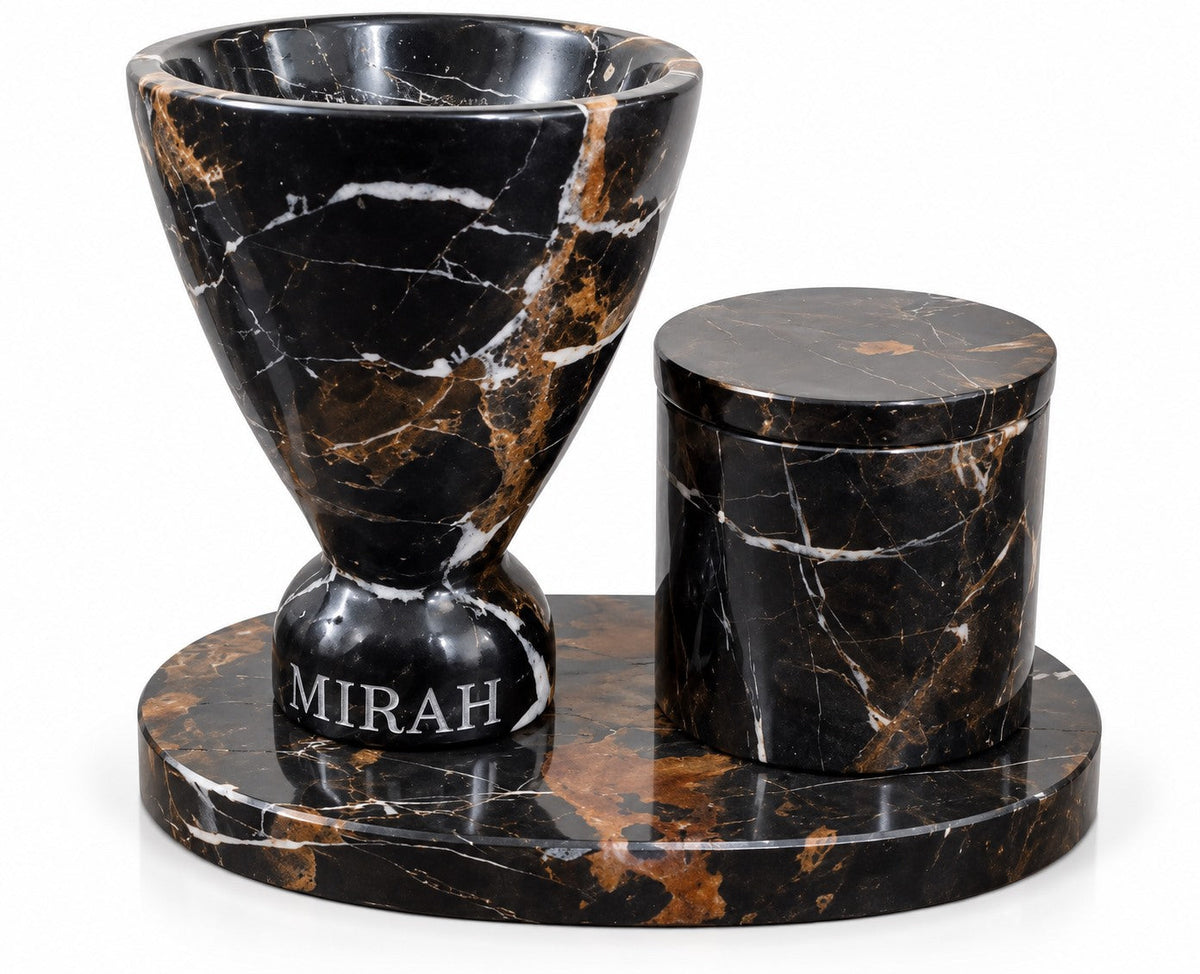 Black & Gold Marble Bukhoor Burner Set