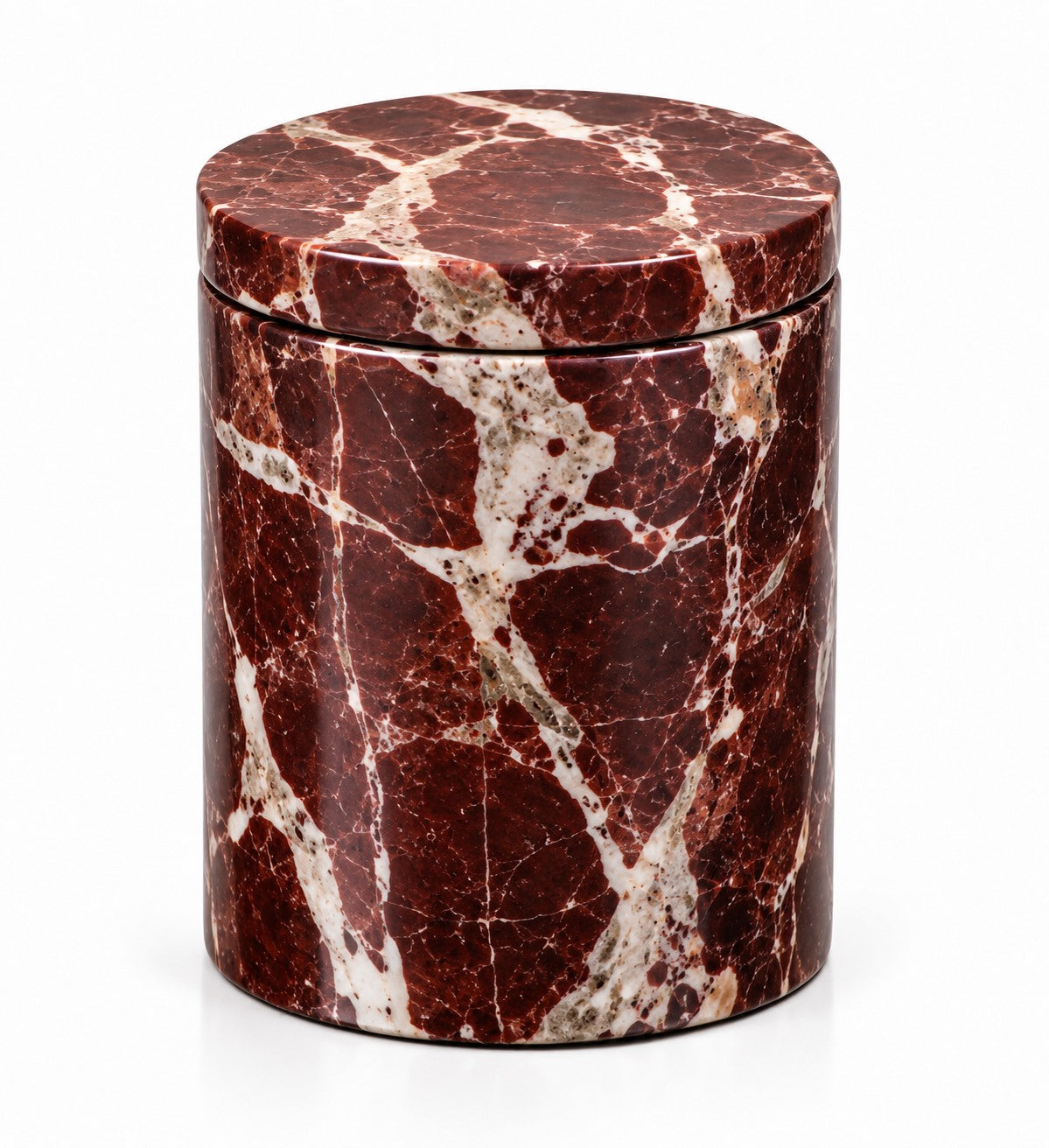 Maroon marble storage jar