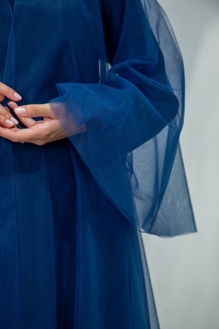Royal Blue Tulle Abaya