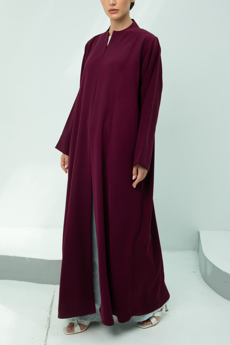 M05 Burgundy Abaya with Collar