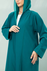 Elegant Turquoise Abaya with Stitch Details