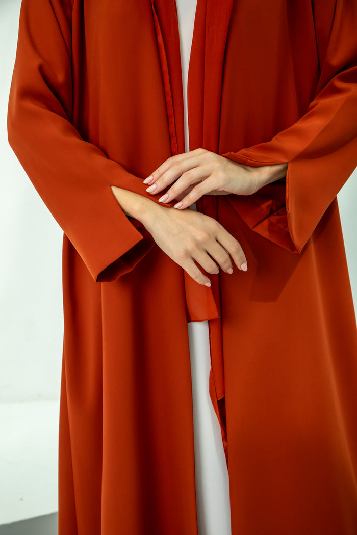 Stunning Rust Orange Abaya with Slit Arm Detail