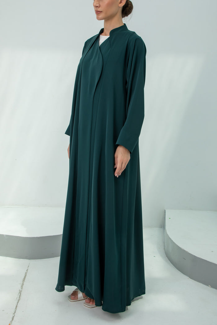 Elegant Bottle Green Layered Abaya