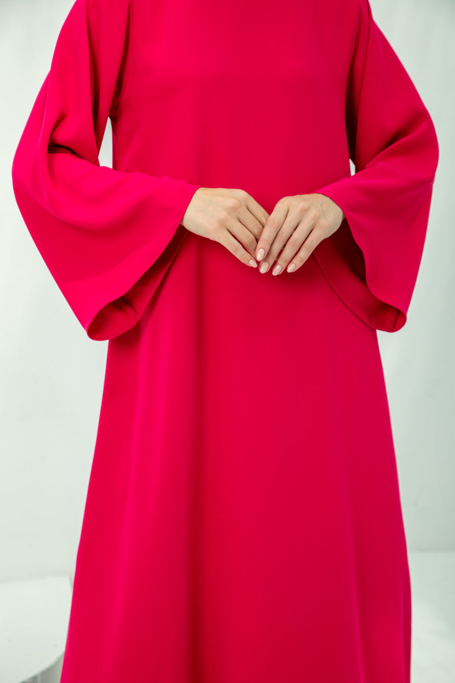 Chic Fuchsia Pink Dress with Bow Tie