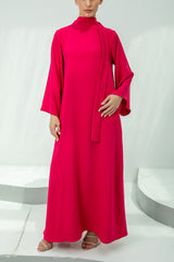 Chic Fuchsia Pink Dress with Bow Tie
