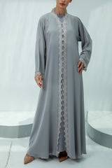 Elegant Gray Lace Abaya
