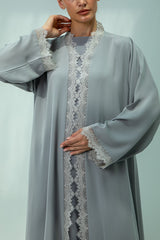 Elegant Gray Lace Abaya