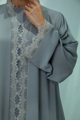 Elegant Gray Lace Abaya