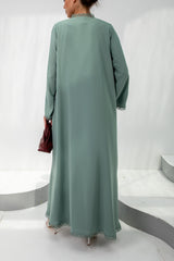 Luxurious Jade Green Lace Abaya