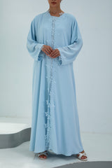 Stunning Sky Blue Lace Abaya