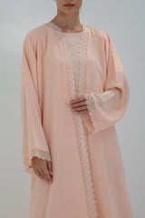 Stunning Soft Peach Lace Abaya
