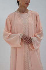 Stunning Soft Peach Lace Abaya