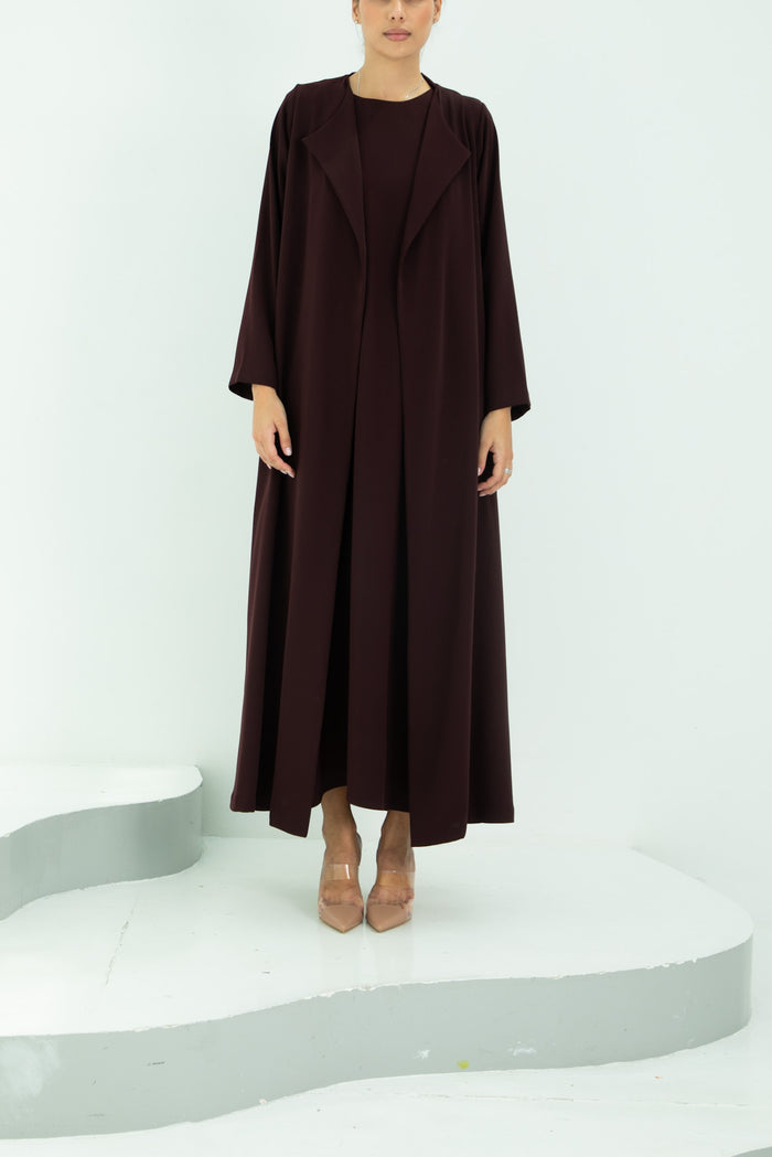 Chic Brown Collar Abaya with Matching Headscarf