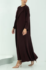 Chic Brown Collar Abaya with Matching Headscarf