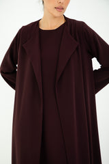Chic Brown Collar Abaya with Matching Headscarf