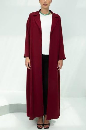 M05 Burgundy Abaya with Collar