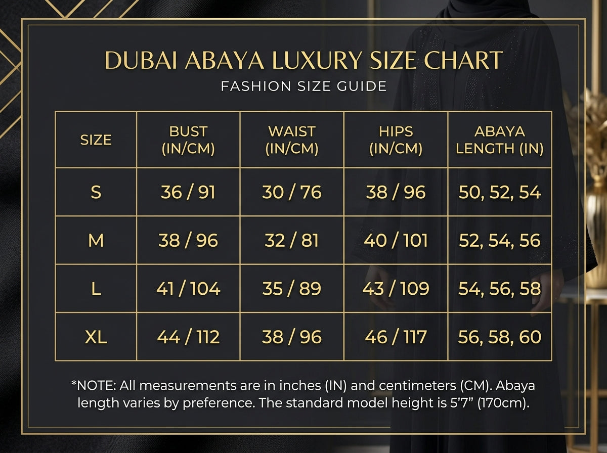 Abaya Size Chart
