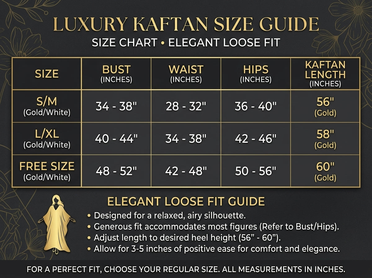 Kaftaan Size Chart